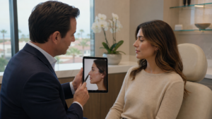 Revision rhinoplasty consultation focused on nasal profile balance