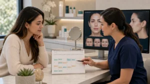 Botox maintenance schedule consultation with expression planning and no injection imagery