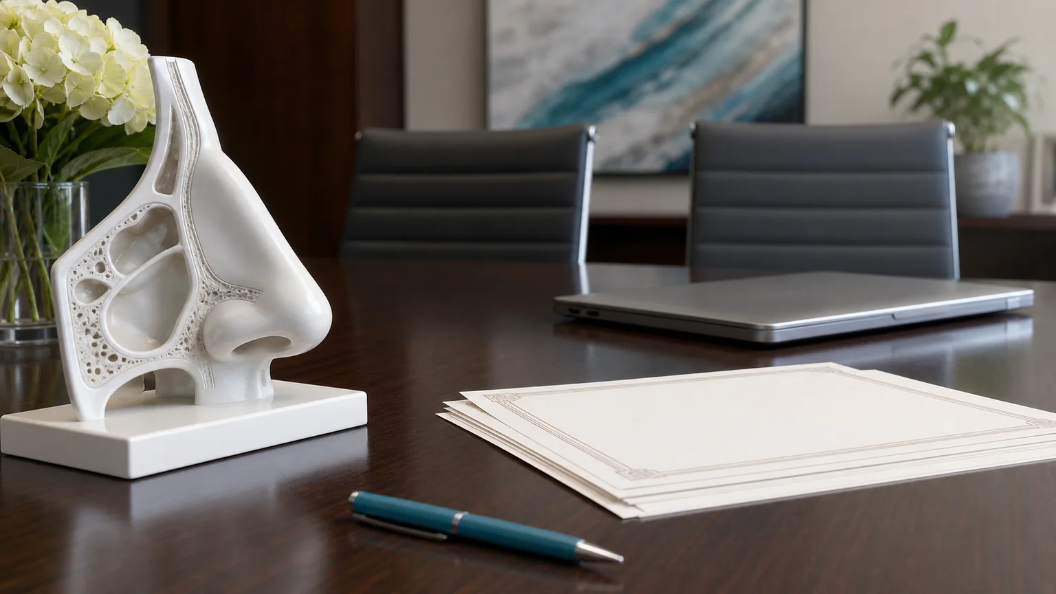 Nasal model and blank documents for rhinoplasty standards news