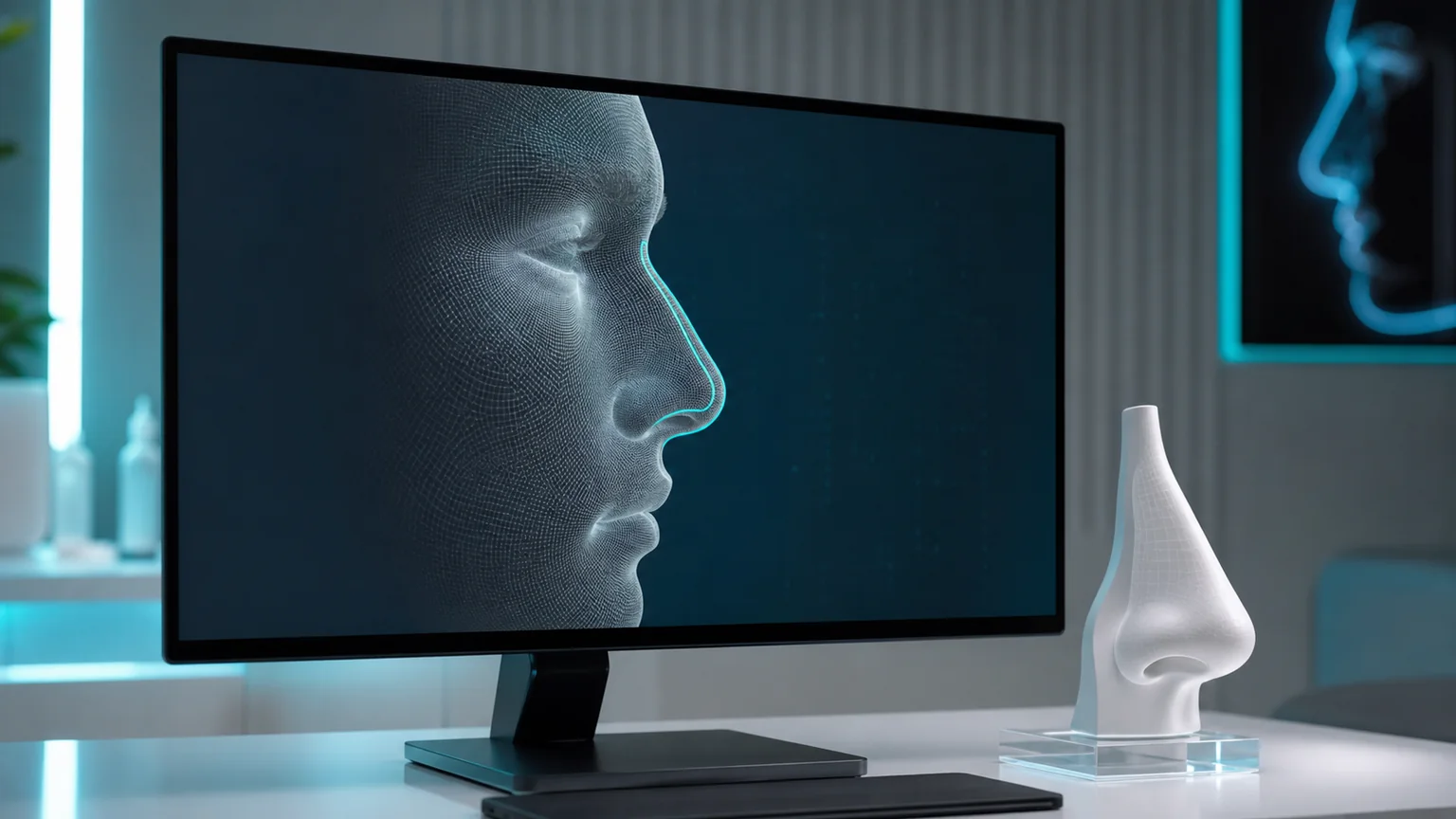 3D face scan monitor for rhinoplasty imaging software